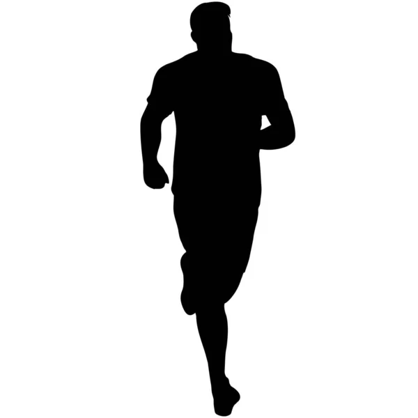 Fekete Sziluettek Runners Sprint Férfiak Fehér Háttér — Stock Vector