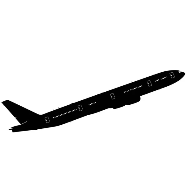 Beyaz Arka Planda Siluet Yolcu Uçağı — Stok Vektör