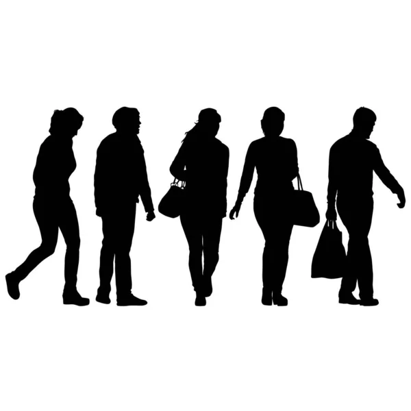 Silhouette Groupe Personnes Debout Sur Fond Blanc — Image vectorielle