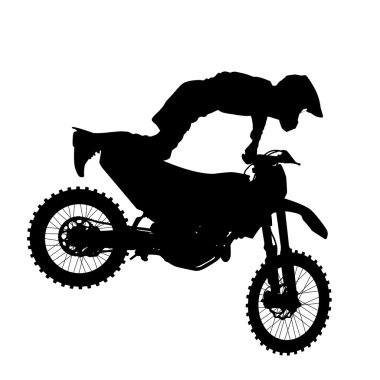 bir motosiklet üzerinde siyah siluetler motocross binici.