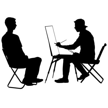 siluet, sanatçı anda beyaz bir arka plan üzerinde