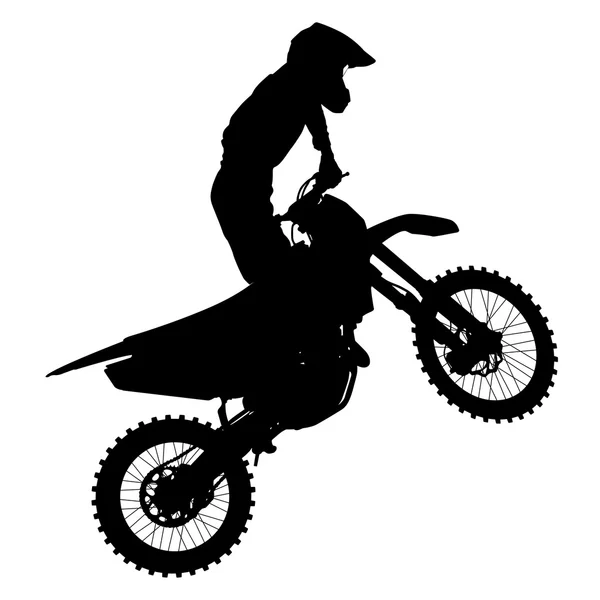 Black silhouettes Motocross rider on a motorcycle. Vector illust — Stock Vector