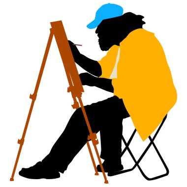 siluet, sanatçı iş beyaz bir arka planda vektör illustr
