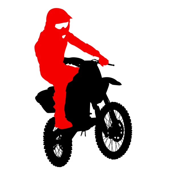 Fekete sziluettek motocross versenyző egy motorkerékpár. vektor szeretnénk — Stock Vector