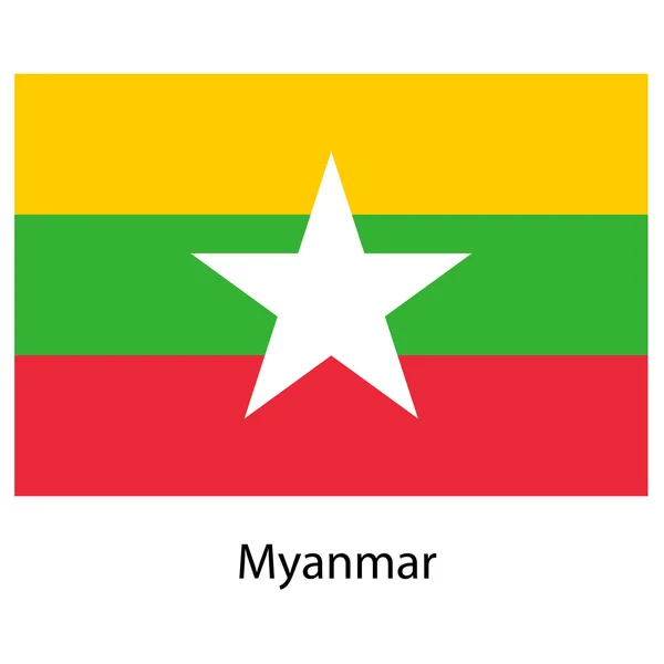 Bandera del país myanmar. Ilustración vectorial . — Vector de stock