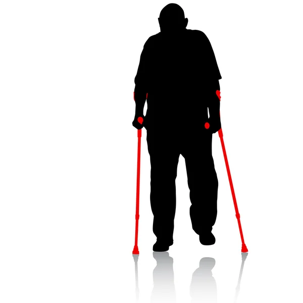 Silhouet van mensen met een handicap op een witte achtergrond. vector illu — Stockvector