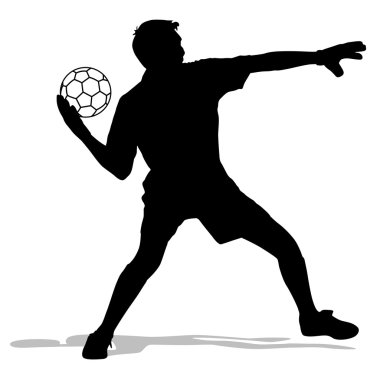 Top oynayan futbolcuların siluetleri. Vektör illüstrasyonu