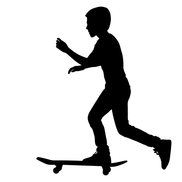 Набор силуэта скейтбордистов. Векторная иллюстрация. — стоковый вектор
