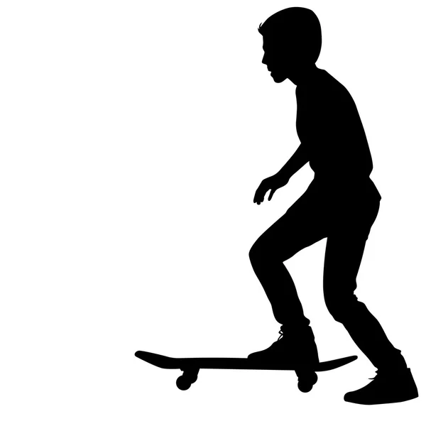 Uppsättning skateboarders siluett. Vektorillustration. — Stock vektor