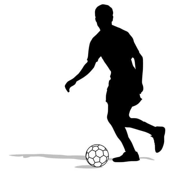 Silhouettes of soccer players with the ball. Vector illustration — Stock Vector