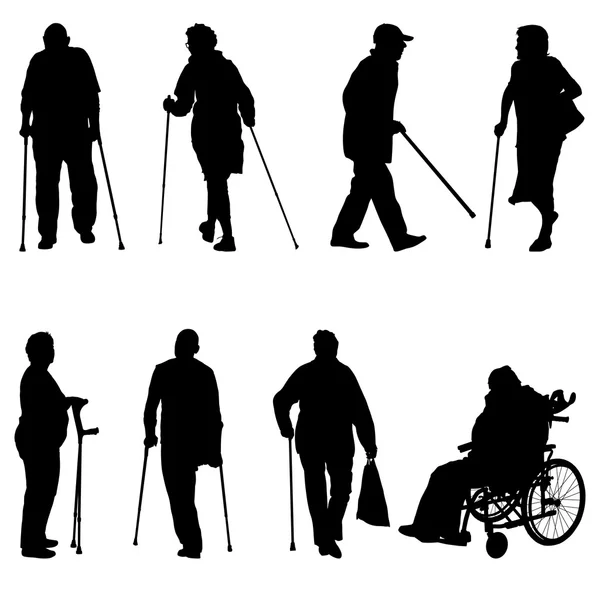 Silhouette of disabled people on a white background. Vector illu — Stock Vector