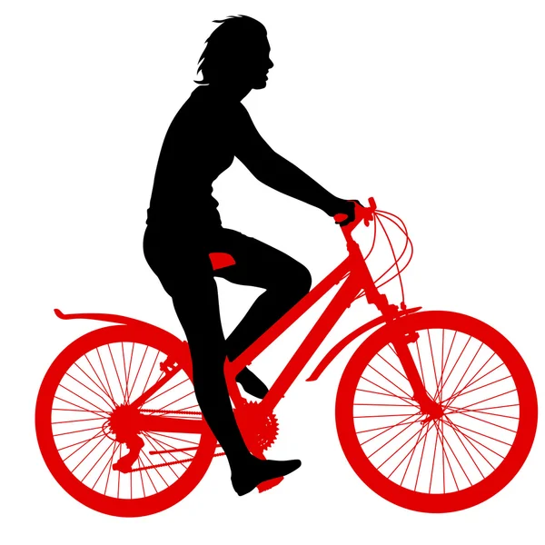 一个骑自行车的男人的轮廓。矢量说明. — 图库矢量图片