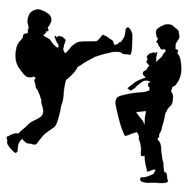 Schwarze Silhouetten von Karate. Sport-Vektorillustration. — Stockvektor