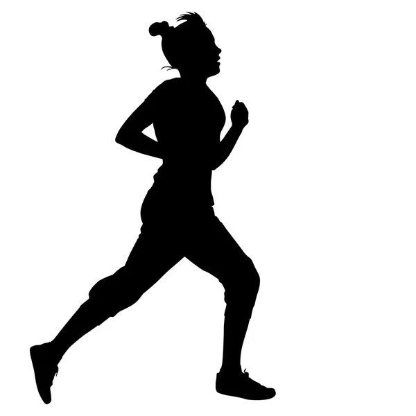 Silhouette. Corridori in corsa, donne. illustrazione vettoriale. — Vettoriale Stock