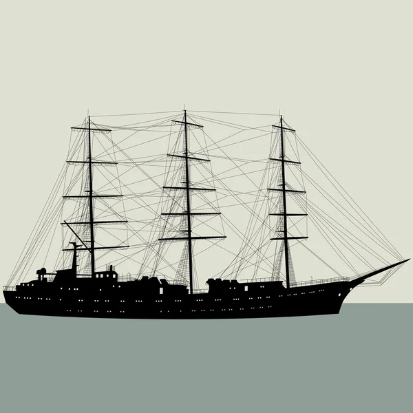 Ship sailing boat silhouette isolated on white background. Vecto — Stock Vector