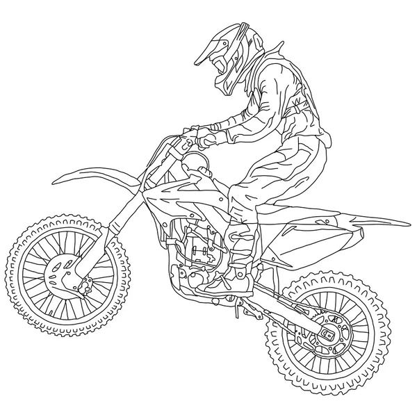 摩托车越野赛车手在摩托车上的剪影。矢量图 — 图库矢量图片