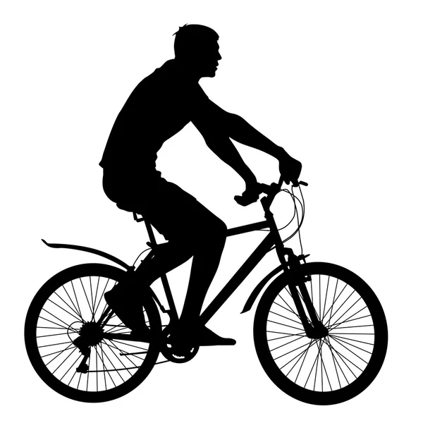 Silhouette eines männlichen Radfahrers. Vektorillustration. — Stockvektor