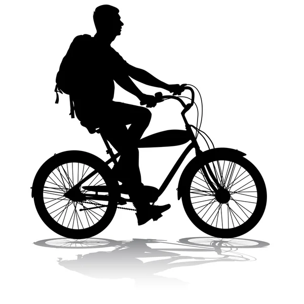 Silhouette d'un cycliste masculin. illustration vectorielle. — Image vectorielle