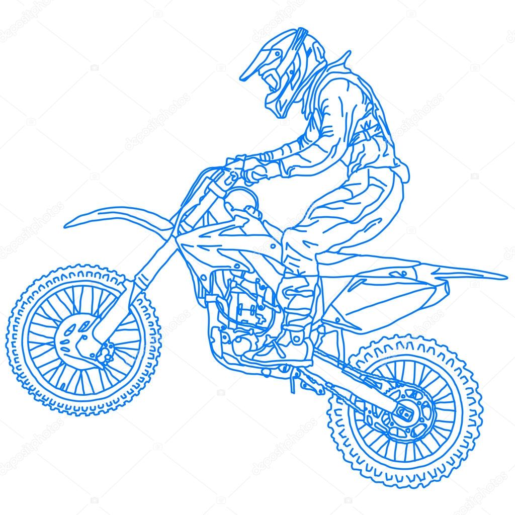 silhouettes Motocross rider on a motorcycle. Vector illustration