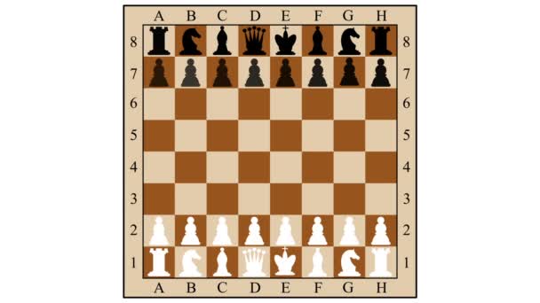 Chess combinaison mate en trois coups. Tapis pour enfants. Gambit. Animation 2d . — Video