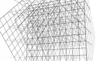 Satırları arka plan, beyaz bir arka plan üzerinde kafes soyut. 3D animasyon.