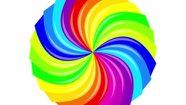 Barevné pozadí rainbow že Rotující spirálu. 2D animace.