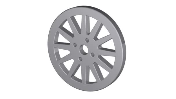 Car wheel,  illustrations in motion, isolated on white background. 3d animation. — Stock Video