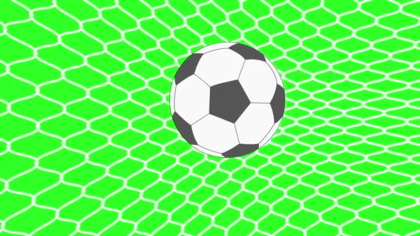 Fußball im Tor. Green Screen Hintergrund. Animation. — Stockvideo