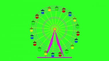 Yeşil ekran arka plan üzerinde renkli dönme dolap. animasyon.