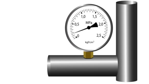 Manómetro de gas funcionando. Fondo de pantalla blanca. animación . — Vídeos de Stock