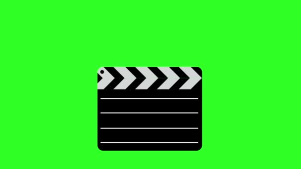 Film clapper board Illustrazione. Sfondo schermo verde. animazione . — Video Stock