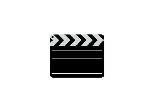 Film clapper board Illustrazione. Sfondo dello schermo bianco. animazione . — Video Stock