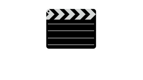 Film clapper board Illustrazione. Sfondo dello schermo bianco. animazione . — Video Stock