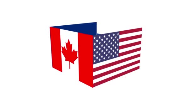 Drapeaux Des Grandes Puissances Du Monde Tourne Autour Fond Décran Blanc Animation - 