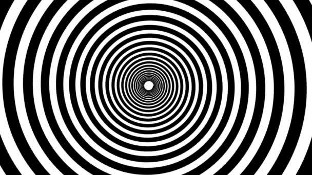 Spiral hypnotisk animation. Svart och vitt looping. animering. — Stockvideo