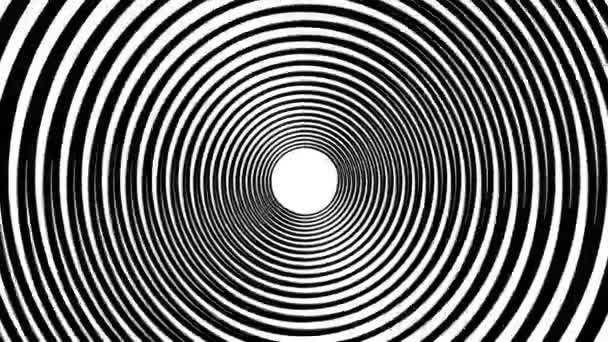 Animación hipnótica espiral. Lazo blanco y negro. animación . — Vídeo de stock