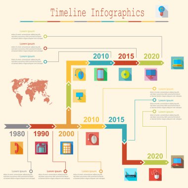 Infographic rapor şablonlarına düz iş öğeleri eşleme. Vect