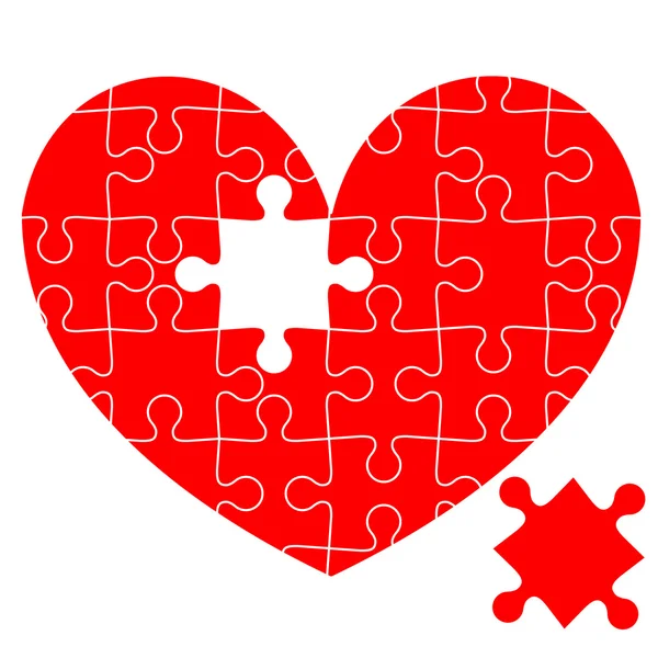 Puzzle dans le coeur rouge . — Image vectorielle