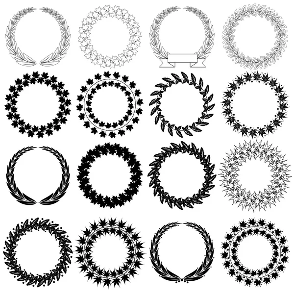 Set  black laurel wreath on the white background. Vector illustr — Stock Vector