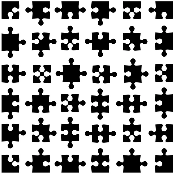 黒いジグソーパズルのセット。ベクターイラスト. — ストックベクタ