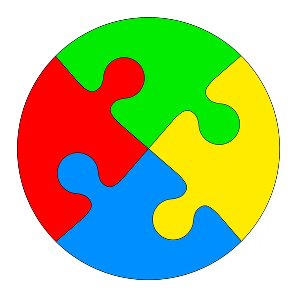 色付きの円の形のジグソー パズル。ベクトルによる細かい — ストックベクタ