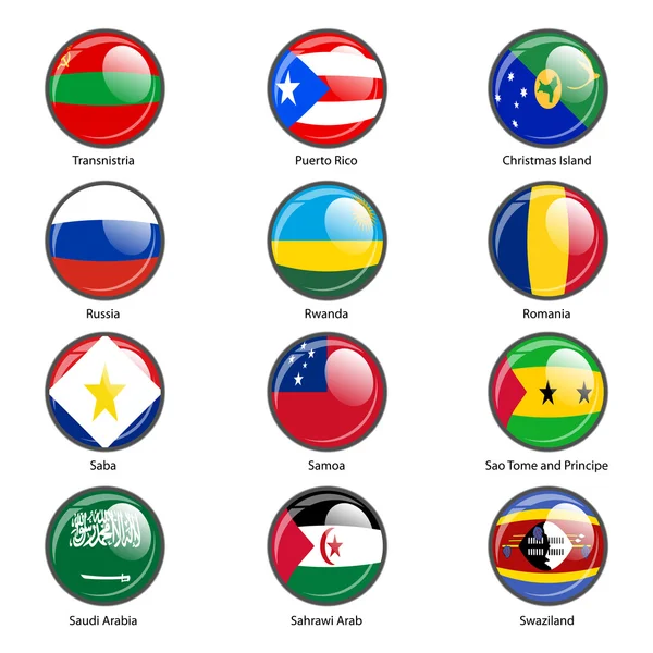 Set circle icon  Flags of world sovereign states. Vector illustr — Stock Vector