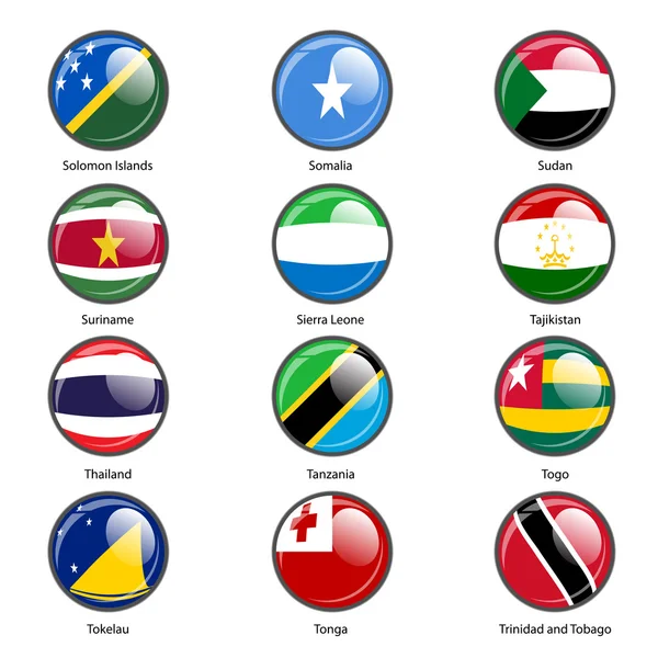 Establecer icono círculo Banderas de los estados soberanos del mundo. Vector illustr — Archivo Imágenes Vectoriales