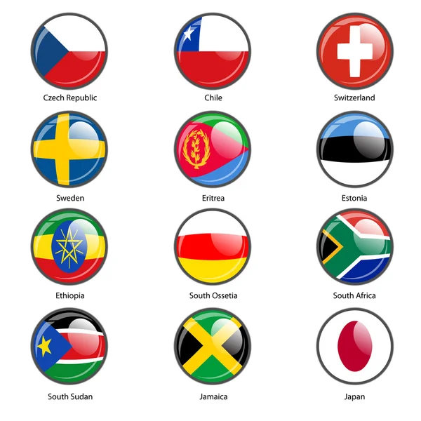 Set circle icon  Flags of world sovereign states. Vector illustr — Stock Vector