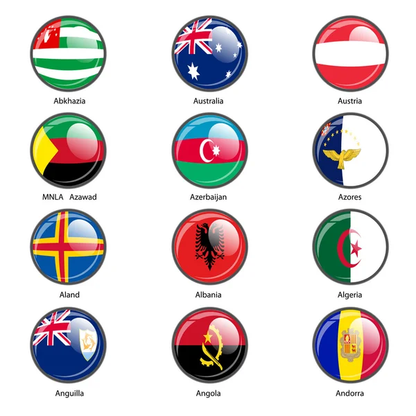 Set circle icon  Flags of world sovereign states. Vector illustr — Stock Vector