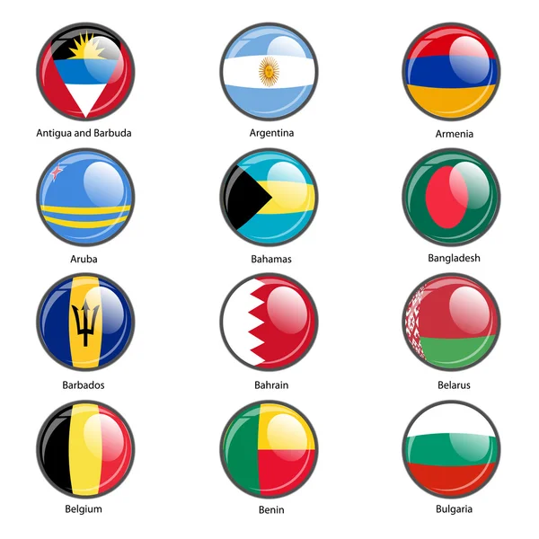 Impostare cerchio icona Bandiere degli Stati sovrani del mondo. Vettore illustr — Vettoriale Stock