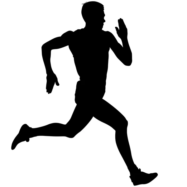 Athlete on running race, silhouettes. Vector illustration. — Stock Vector