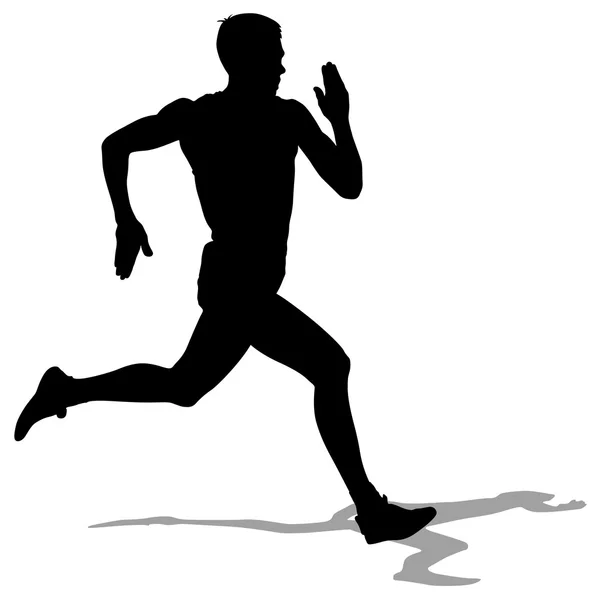 Atleta in corsa, silhouette. Illustrazione vettoriale. — Vettoriale Stock