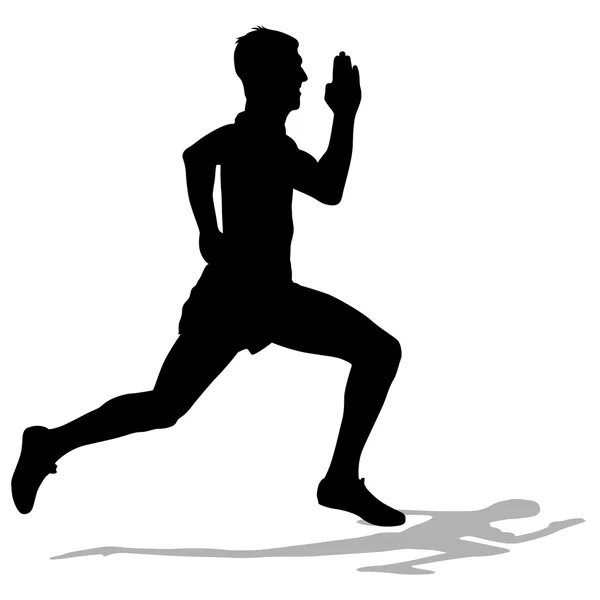 Atleet op hardloopwedstrijd, silhouetten. Vectorillustratie. — Stockvector