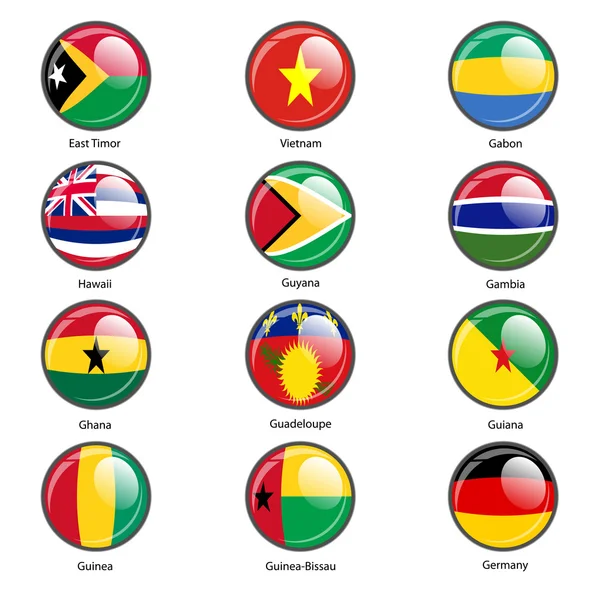 Setzen Kreissymbolfahnen souveräner Staaten der Welt. Vektor illustr — Stockvektor